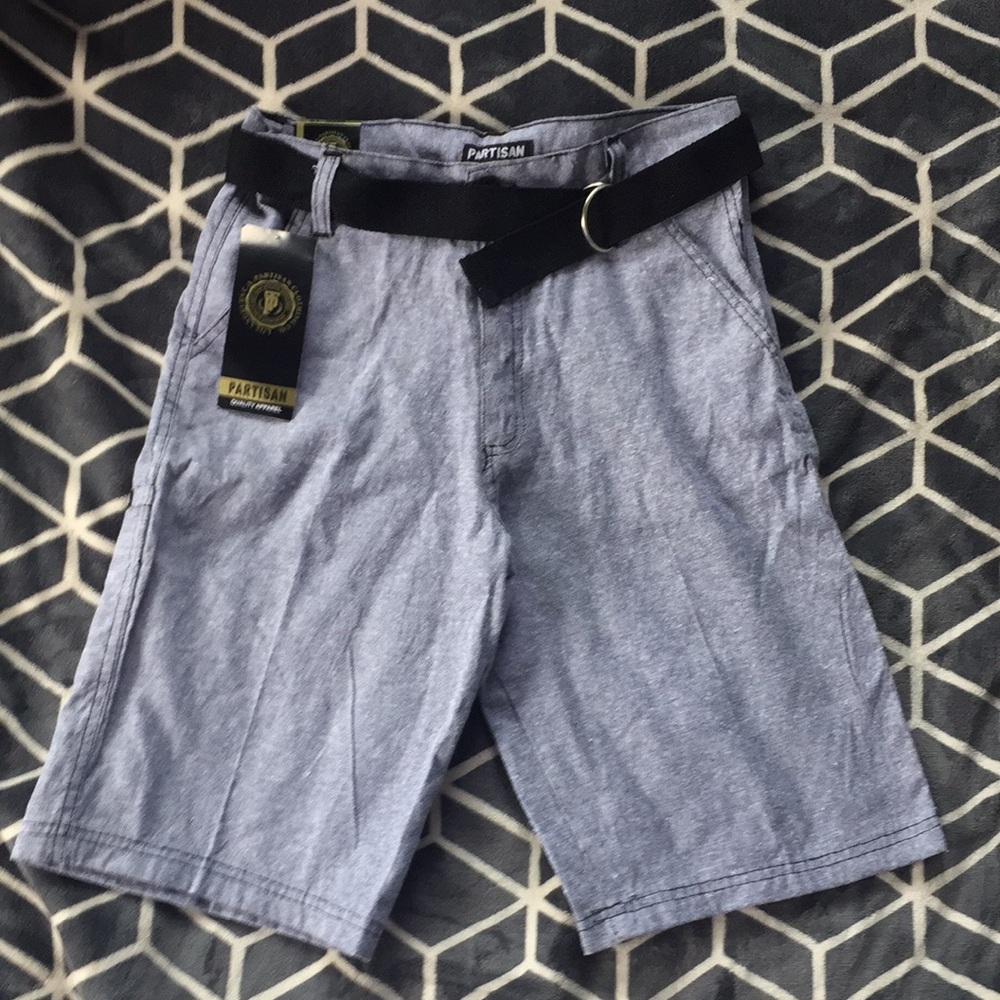 Boys size 16 PARTISAN grey shorts with black belt